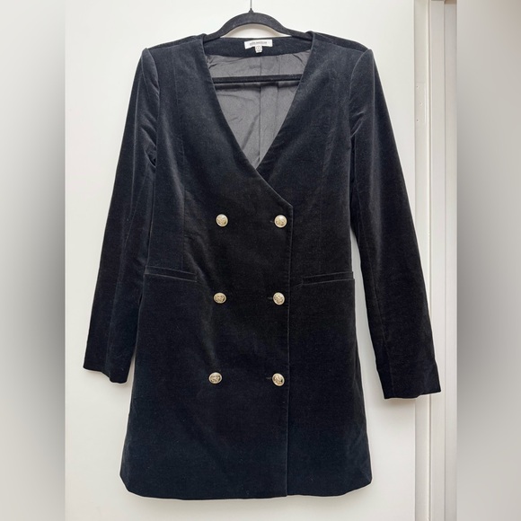 EUC Good American Velvet Double Breasted Boss Blazer Dress Size 2 - Picture 5 of 16